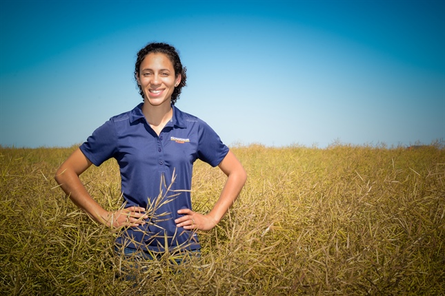 Person standing in wheat field