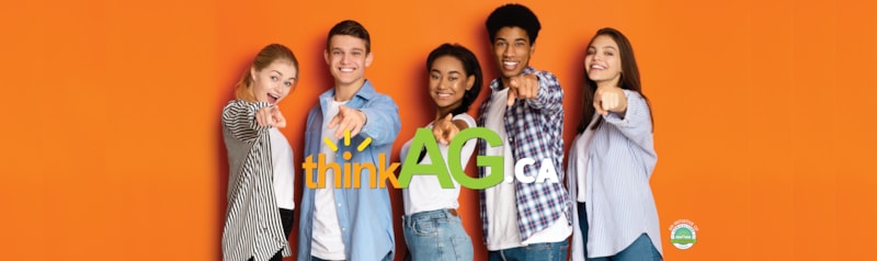 ThinkAG Banner with students pointing at camera