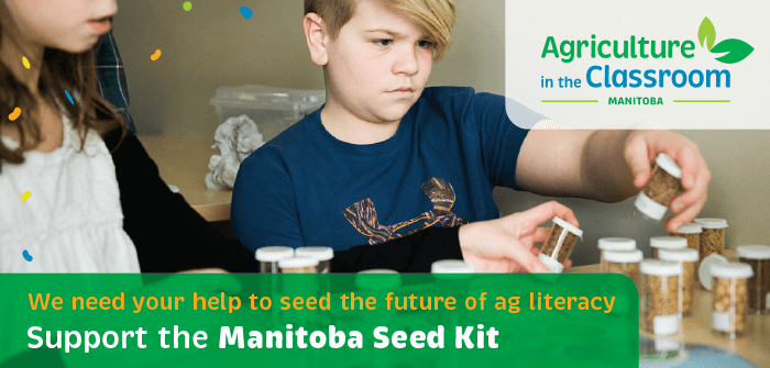 Student looking at seeds