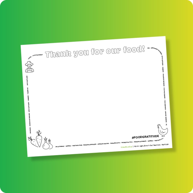 Food gratitude worksheet blank on green and yellow gradient background